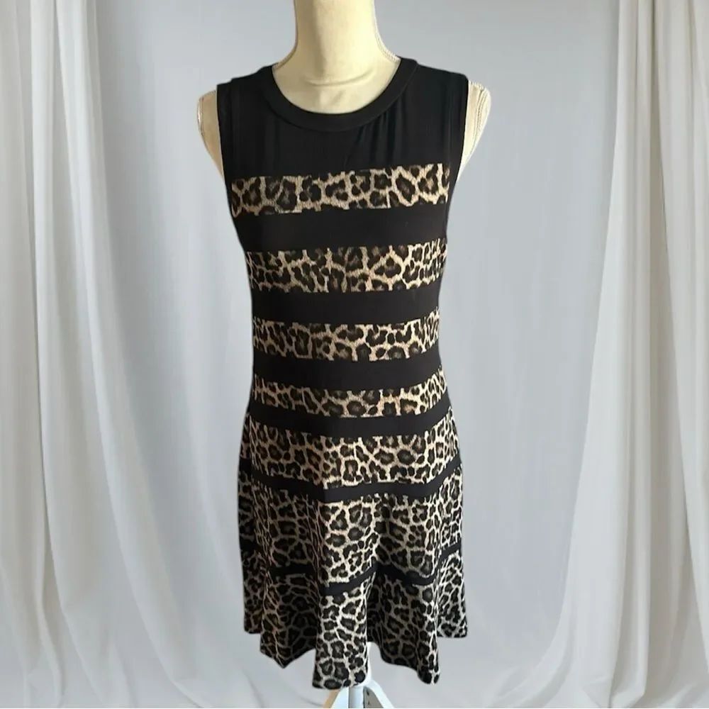 Rare!Michael Michael Kors Leopard Stripe A Line Dress!